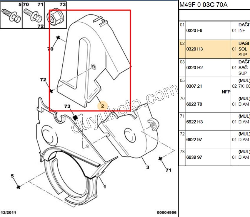 KAPAK EKS KAYIS UST PRT1 1.9D,E.M 97/98