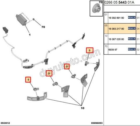 SENSOR PARK P2081 P301 P3082 P5081 PRT3 9675202477