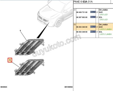 Peugeot 208 Gündüz Farı Sağ (Ledli) GT SINYAL+ 2023 SONRASI