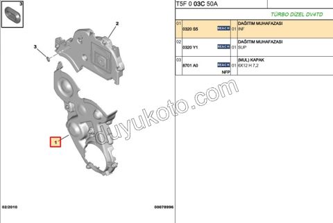 KAPAK EKS KAYIS ALT 1.4HDİ Euro4 02/11 BYK 9637501080