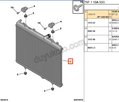Motor Su Radyatörü 1.6HDİ Euro4 PRT3 P207 P307