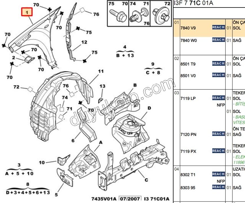 Çamurluk Ön Sol P4007