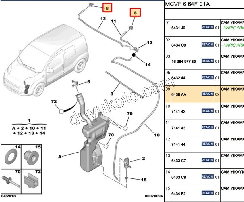 Cam Yıkama Su Fiskiyesi Ön PBP FRN DB3