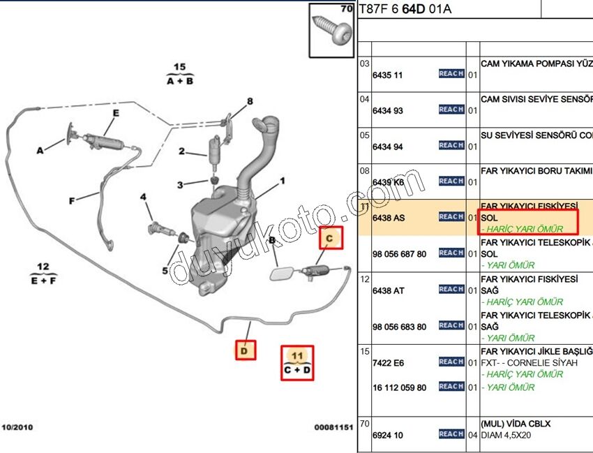 Far Yıkama Fiskiyesi Sol P30081