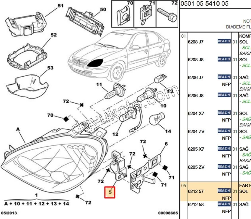 Citroen Xsara Far Bağlantı Ayağı Sol 2001/2005
