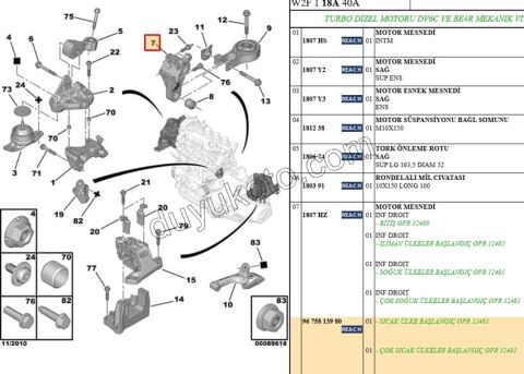TAKOZ MOTOR ALT AKS TASIYICI P5081 1.6VTi 120HP
