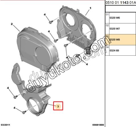 KAPAK EKS KAYIS ALT ET3J4 P206 P207 P307