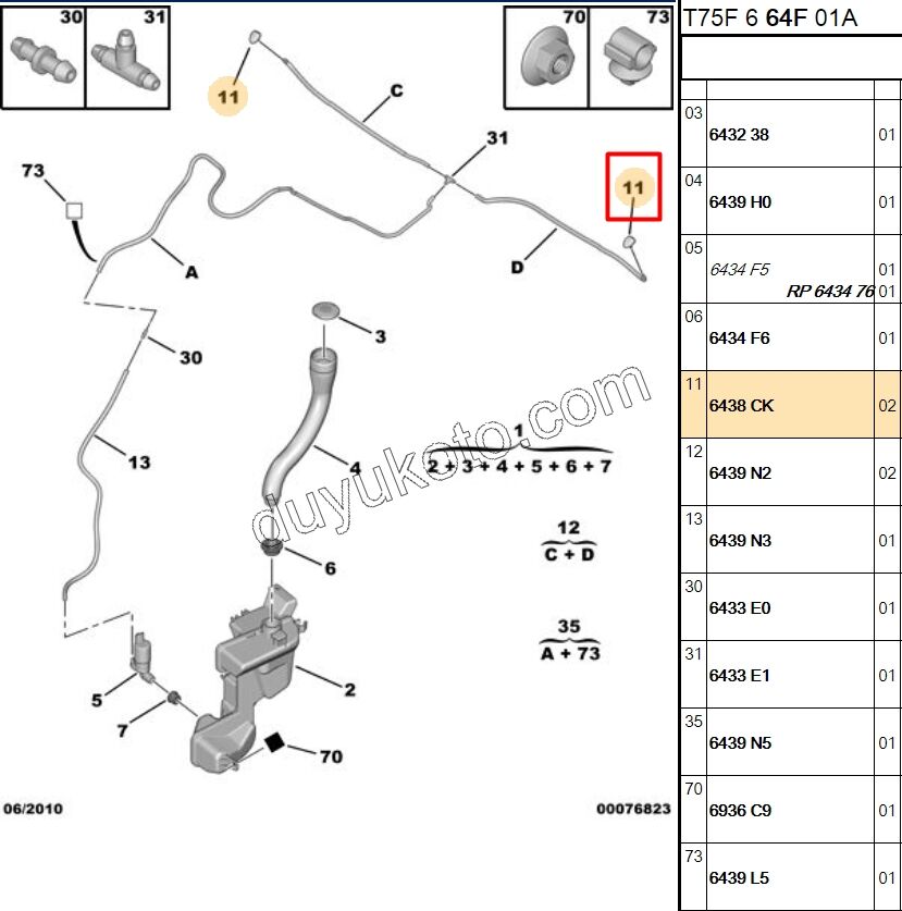 Cam Yıkama Su Fiskiyesi Ön RCZ