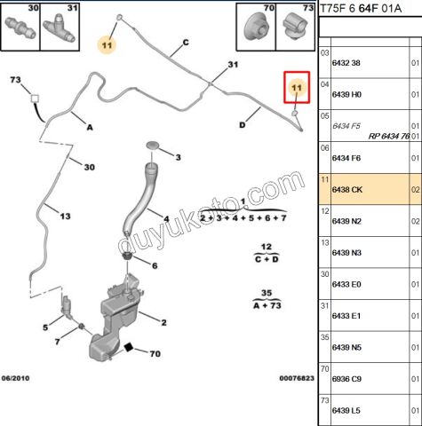 Cam Yıkama Su Fiskiyesi Ön RCZ