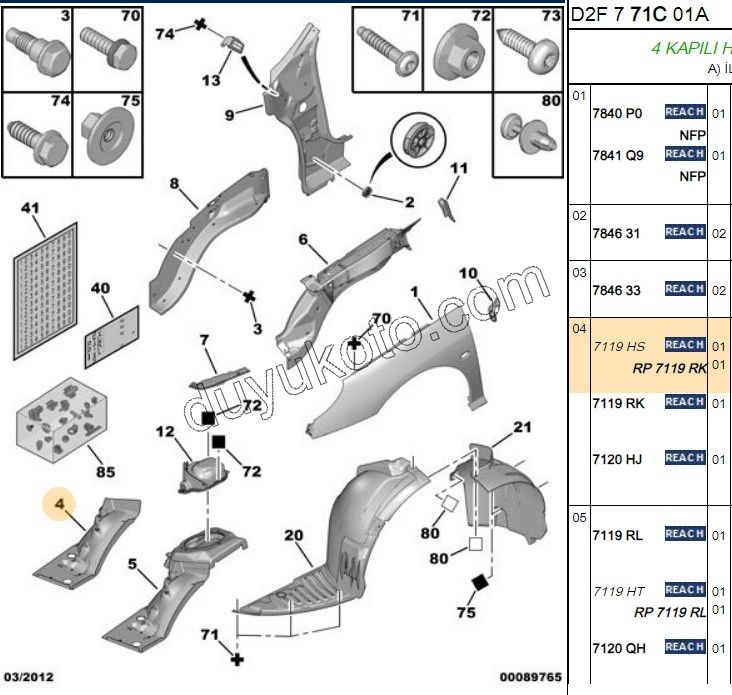 SAC PODYE ON L P407 YARIM