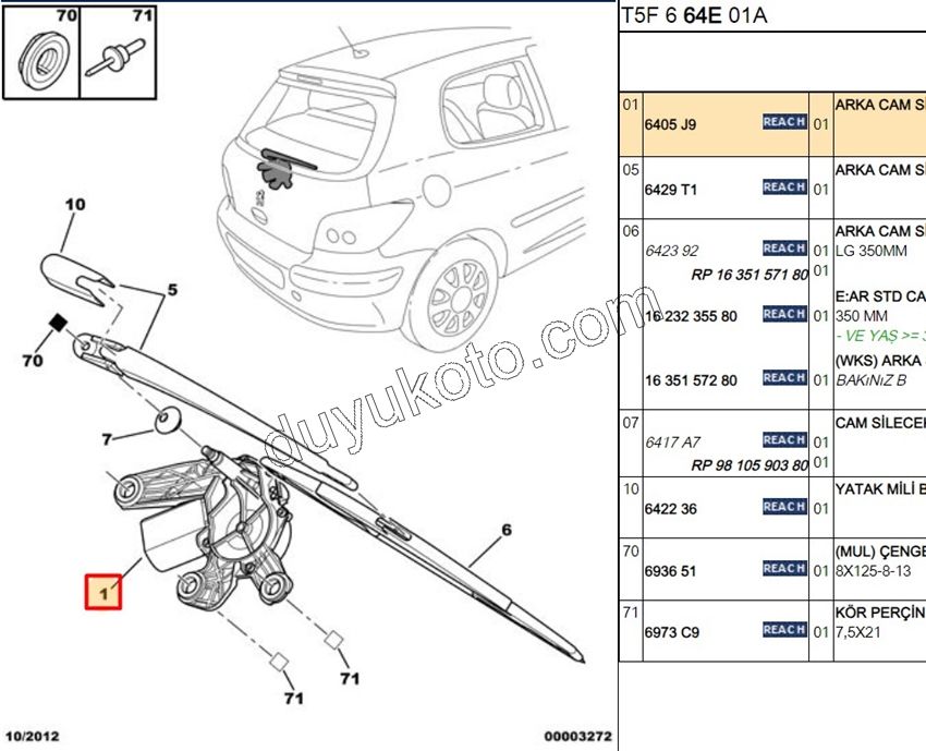MOTOR CAM SILGI ARKA P307 P1007 53014712 9637158780