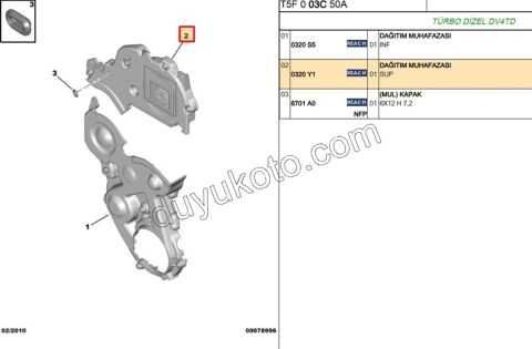 KAPAK EKS KAYIS UST 1.4HDİ Euro4 02/11 9651000280