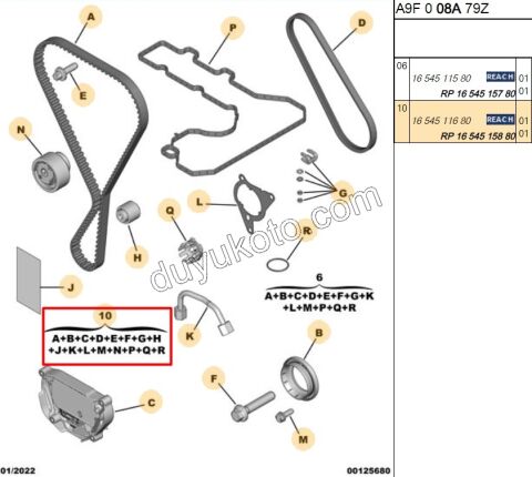 Eksantrik/Triger Kayışı, V Kayışı, Külbütör Contası Kiti  10PCS 1.2CC 110HP 110HP