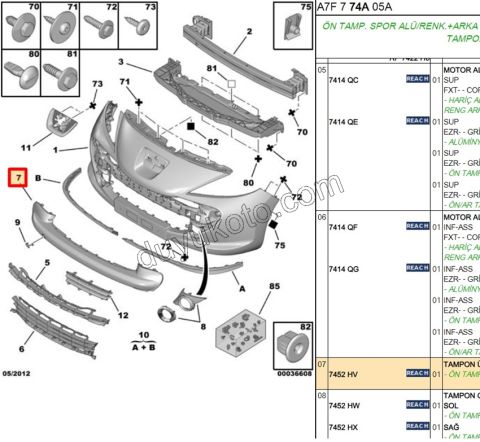 Ön Tampon Kapağı Orta P207 (SIYAH CITA)