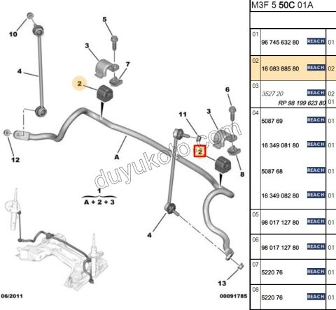 Viraj Demir Ön Lastiği P301 20MM EB2 1.6HDİ Euro4/Euro5/Euro6