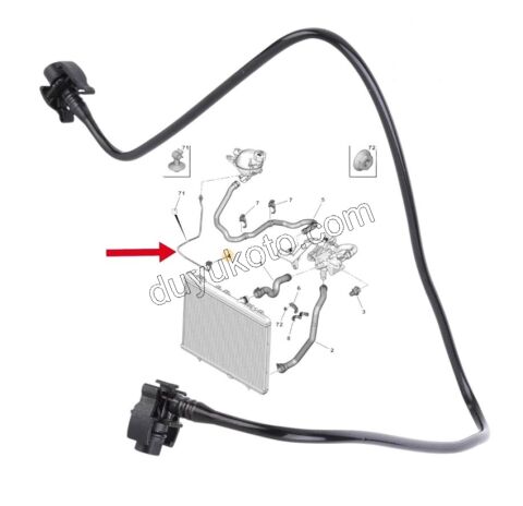 Radyatör Ek Depo ile Radyatör Arası Hortum 1.6HDİ Euro5 P301