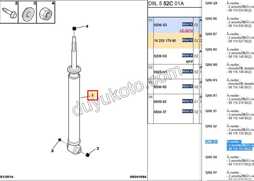 Arka Amortisör P406 COUPE