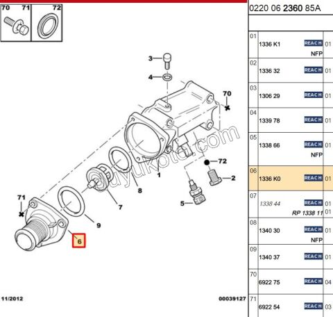 Termostat Kapağı P106 GTI 1.6İ 16V Benzinli