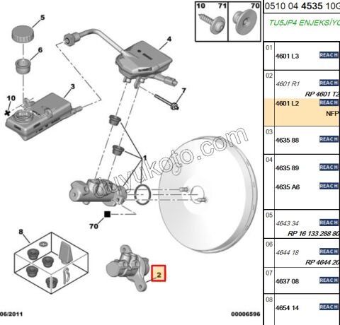 Fren Ana Merkezi P307 1.6İ 16V Benzinli 1.6HDİ Euro4 AL4 (DIS KISIM KALIN )