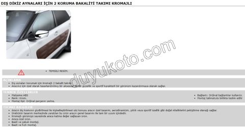 KROM KAPAK AYNA YAN TK P301 CELY CCT KROM