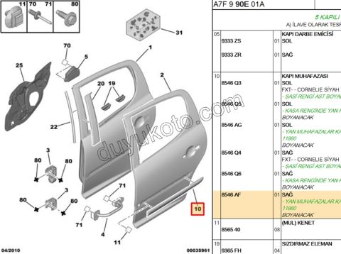 CITA SUS ARKA KAPI R P207 AST+ KROM+