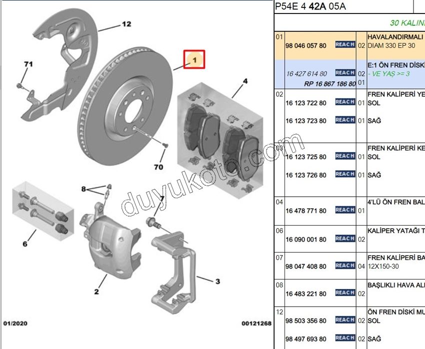 Ön Fren Diski P3082 P5082 P630082