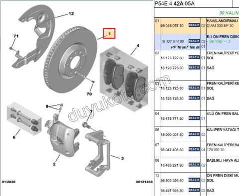 Ön Fren Diski P3082 P5082 P630082