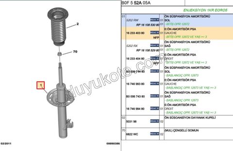 Ön Sol Amortisör P107 1.0CC