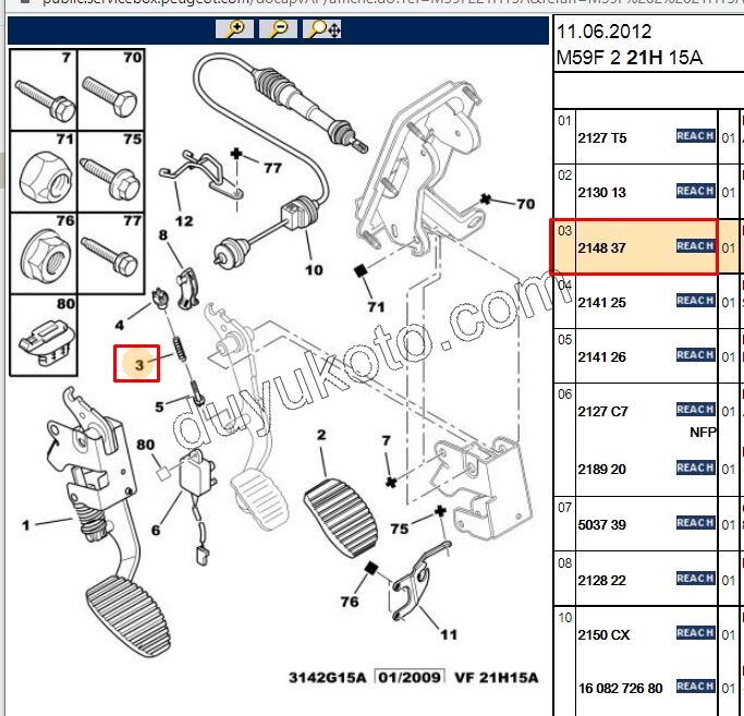 YAY DEBRIYAJ PEDAL ALTI PRT1 PRT2 1.9D, 1998/2003