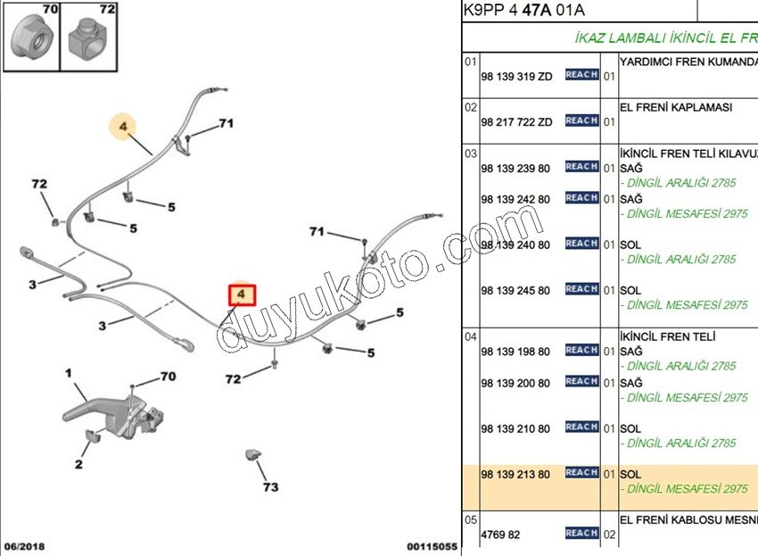 2019> Partner Rifter Berlingo Combo Doblo Proace City El Fren Teli Sol 2975MM