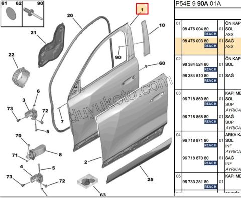 Sağ Ön Kapı Komple P407 SAC