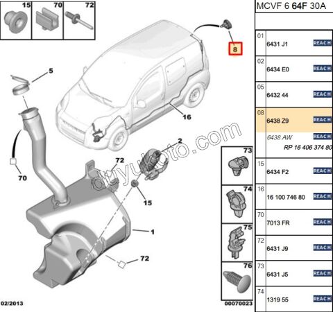 Cam Yıkama Su Fiskiyesi Arka CAM PBP 2P