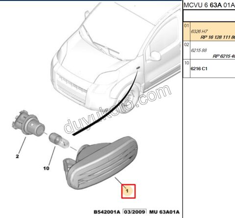 Peugeot Bipper Citroen Nemo Fiat Fiorino Çamurluk Sinyali (Duysuz) 2008/2016