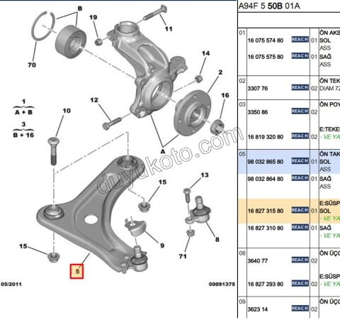 Salıncak Sol ROTIL+ P2081 P20081 C33 1.6HDİ Euro4 XY