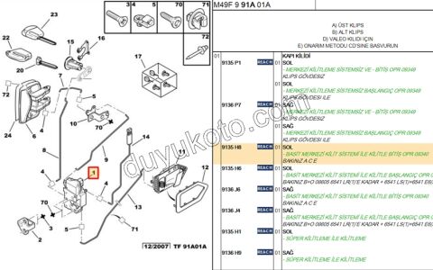 KILIT KAPI IC ON L PRT1 PRT2 ELEK+ P406
