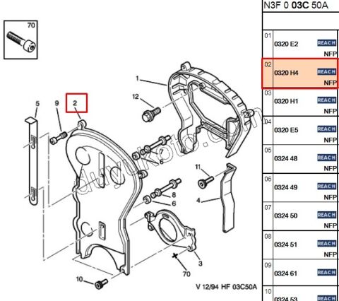 KAPAK EKS KAYIS DIS BYK XU10J4 P306 P405