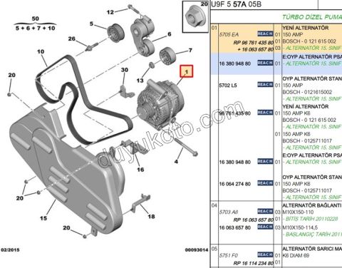 Sarj Dinamosu Alternatör BXR3 DCT3