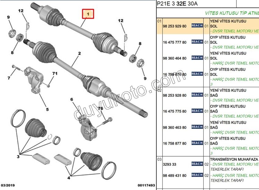 Aks Mili Sol P2082 1.5HDİ Euro6 AT6