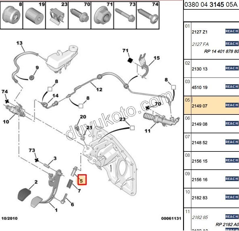 Debriyaj Pedalı Üst Bağlantı Burcu (Erkek)   EXP3 DW10 8V