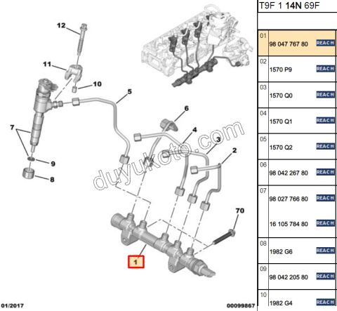 RAMPA ENJEKTOR 1.6HDİ Euro6 SENSOR TEK