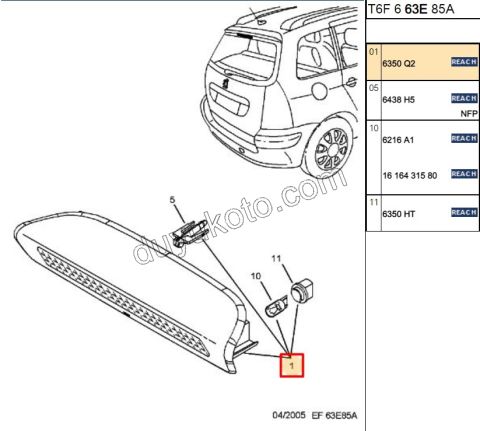 Peugeot 307sw İlave 3. Fren / Stop Lambası 2002/2005