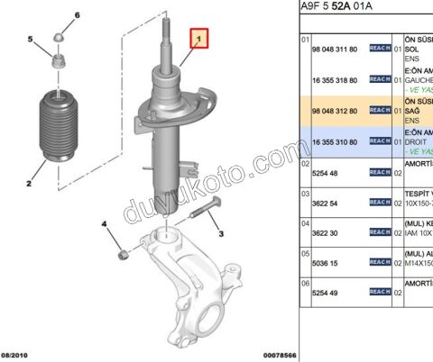 Ön Sağ Amortisör P2081