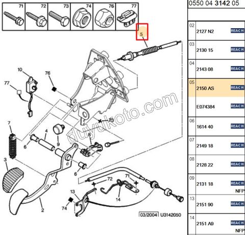 Debriyaj Teli XP1 TU5JP 100HP