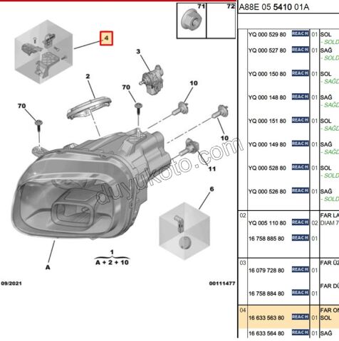 Citroen C3 Aircoss Far Tamir Takımı Sol 2017/2021