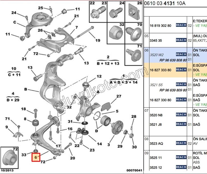 Salıncak Sol C53 2.0HDİ 16V 136HP KUCUK BURC