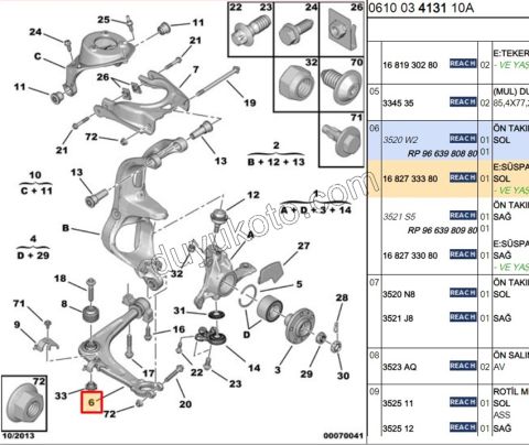 Salıncak Sol C53 2.0HDİ 16V 136HP KUCUK BURC