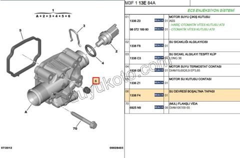 Termostat Hava Alma Tapası ET3J4 1.6İ 16V Benzinli
