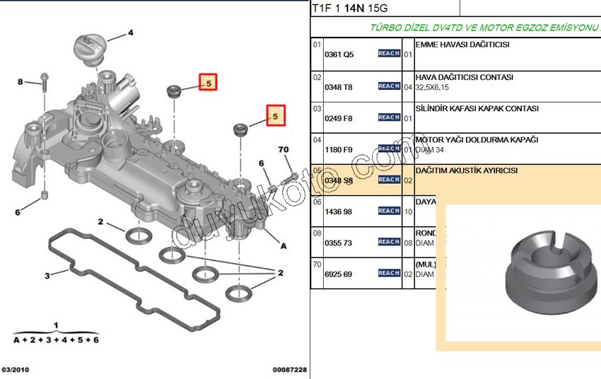 LASTIK TAKOZ HAVA FILTRE KAZAN ALT 1.4HDİ Euro4 02/11