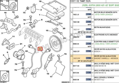 SENSOR VOLAN BXR1 BXR2 2.8D 2.8HDI KABLO+ 3PIN