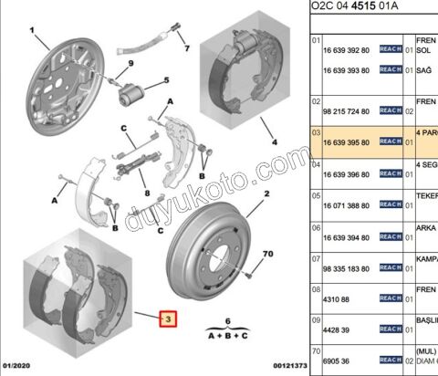Fren Balatası Arka Tk AMI